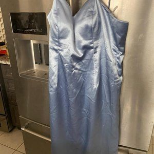 SATIN  SPAGHETTI STRAP ENGAGEMENT PROM  DRESS JEN RAN